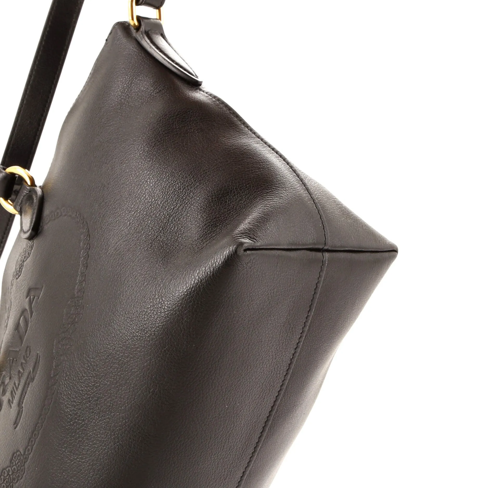 Embossed Logo Convertible Tote Glace Calf Small