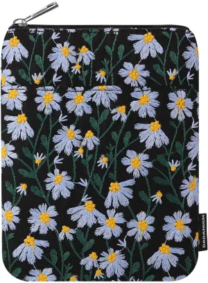 Embroidered Daisy Padded Sleeve for All-New Kindle Paperwhite, 7" Kindle Colorsoft Signature Edition, Protective Sleeve Case for 6" Kindle/Kindle Oasis/Kobo E-Reader, Blue Daisy