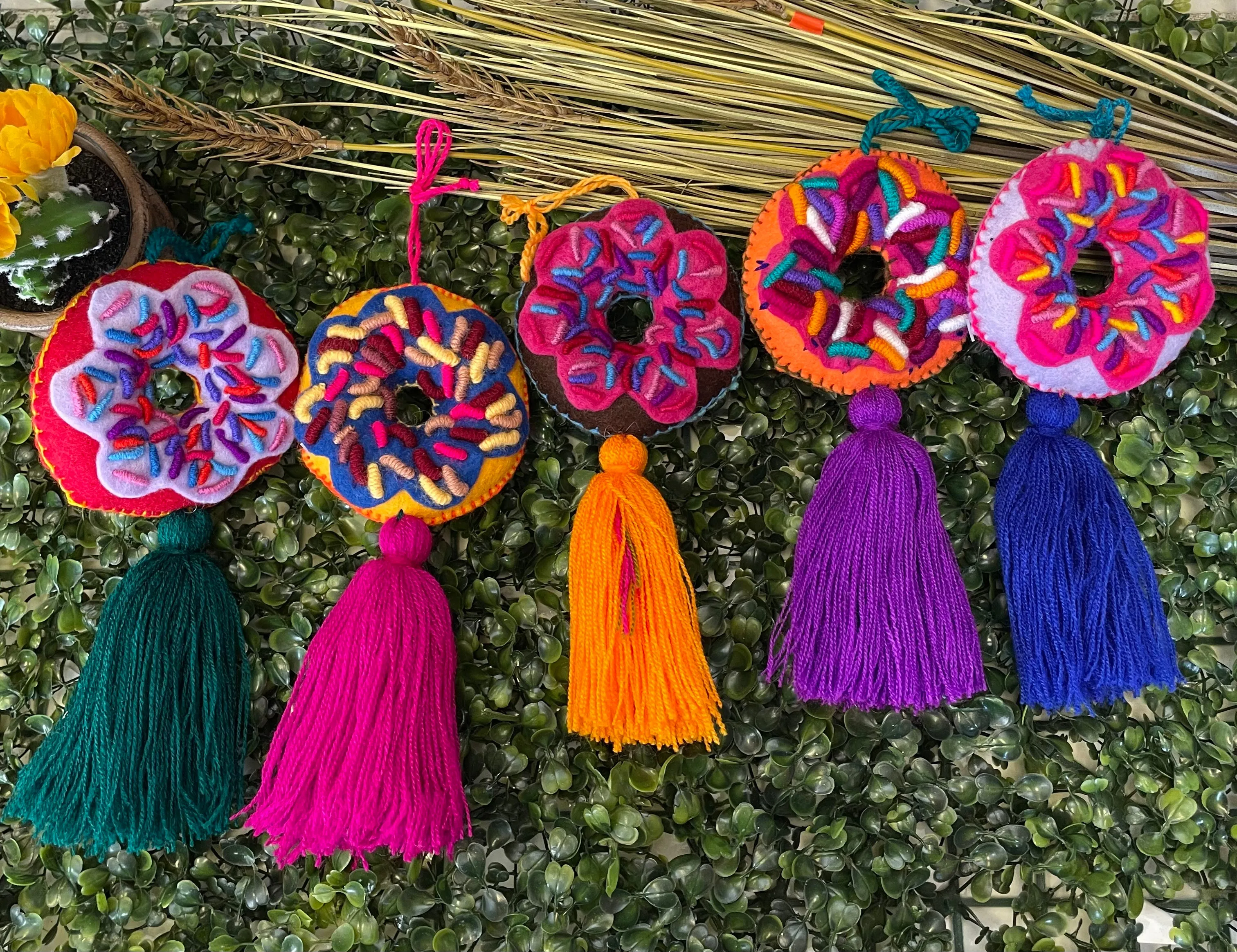 Embroidered Donut Pompom
