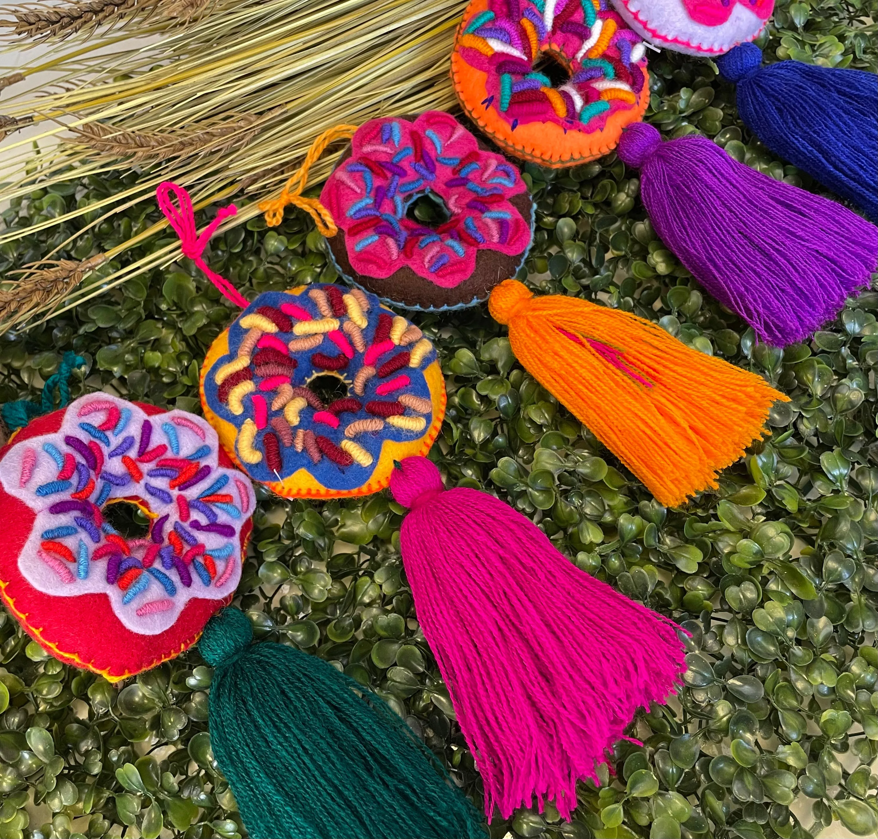 Embroidered Donut Pompom