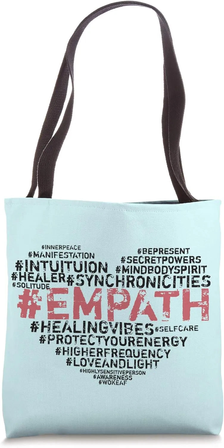 Empath Hashtags Intuitive Psychic HSP Sensitive Spiritual Tote Bag