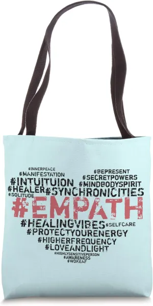 Empath Hashtags Intuitive Psychic HSP Sensitive Spiritual Tote Bag