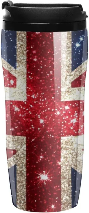 England Shining UK Flag Print Coffee Mug with Lid Portable Tumbler Water Bottle for Travel Business 350ml