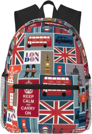 England Symbols print Lightweight and comfortable backpack Casual Laptop Backpack for Travel Hiking