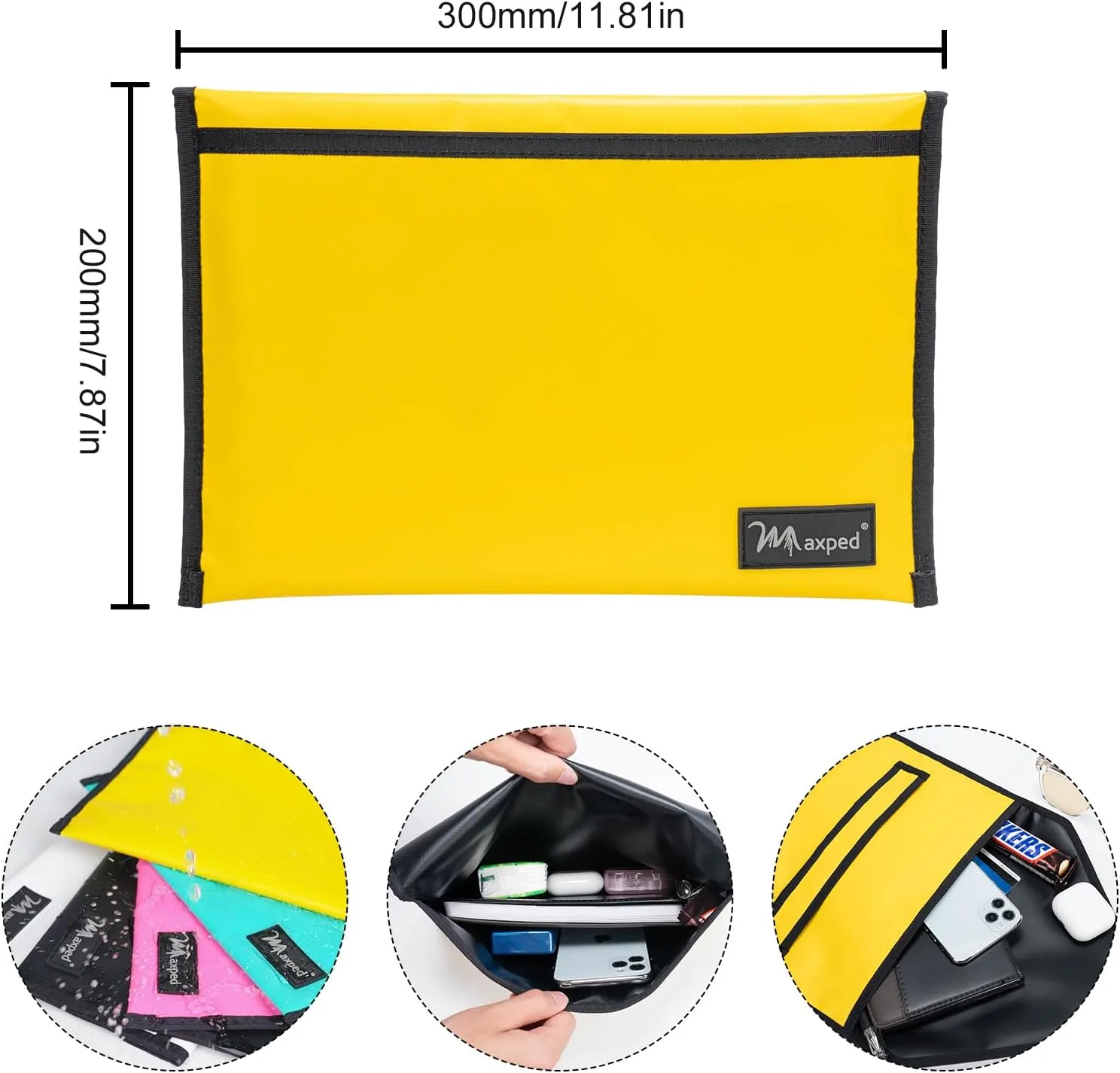 Envelope Clutch Bag,Unisex PVC Handbag with Flip-Top Closure & Nylon Trim,Street Style, Soft Compact Design