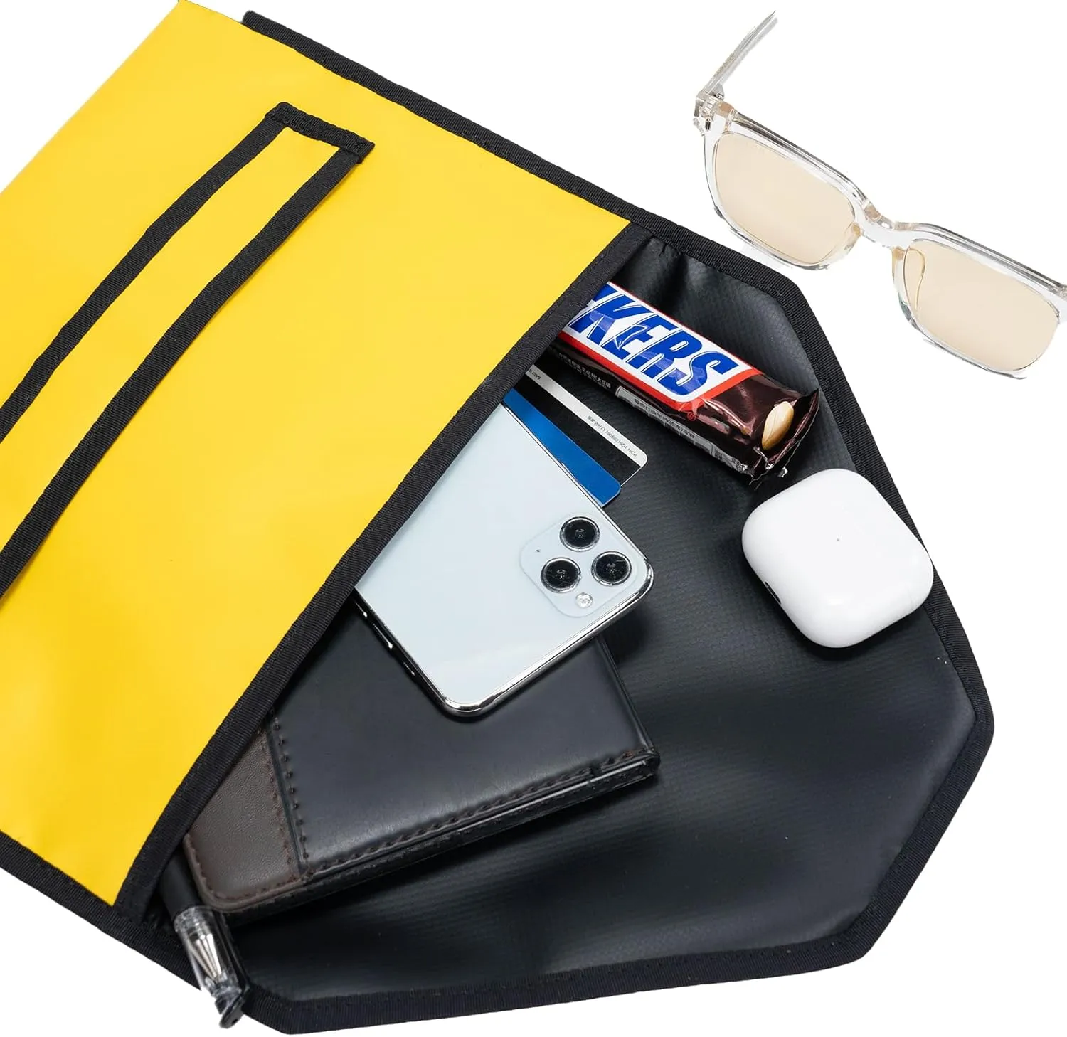 Envelope Clutch Bag,Unisex PVC Handbag with Flip-Top Closure & Nylon Trim,Street Style, Soft Compact Design