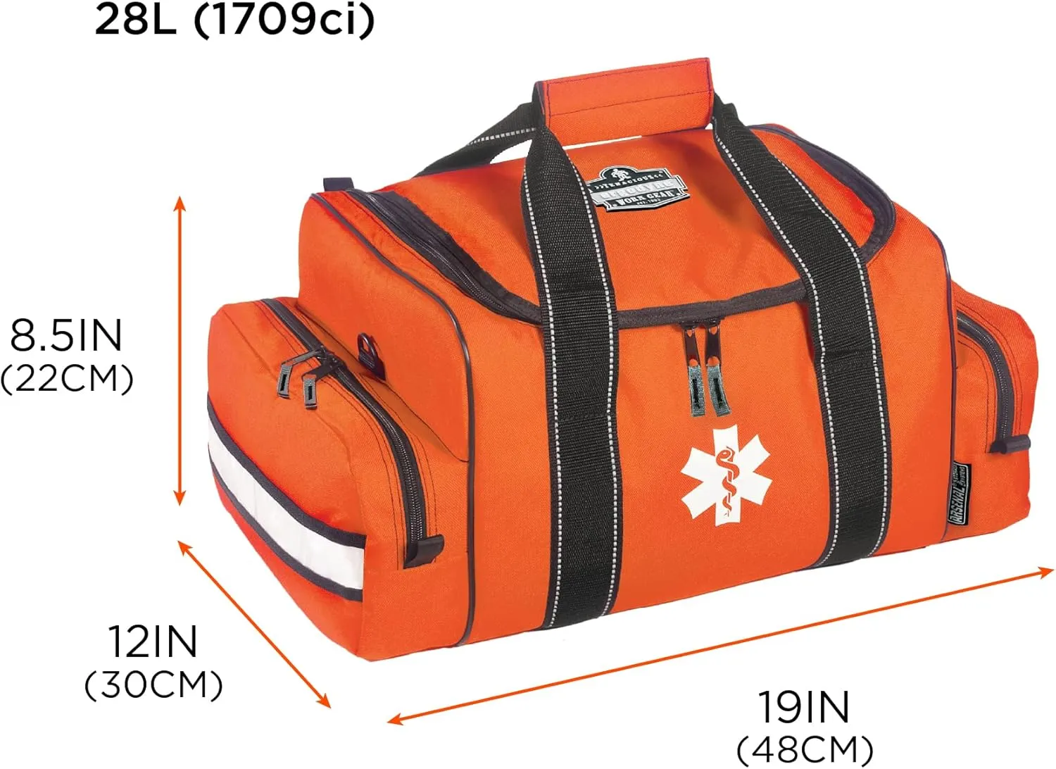 Ergodyne Arsenal 5215 Large Medic First Responder Trauma Duffel Bag with Shoulder Strap, Orange