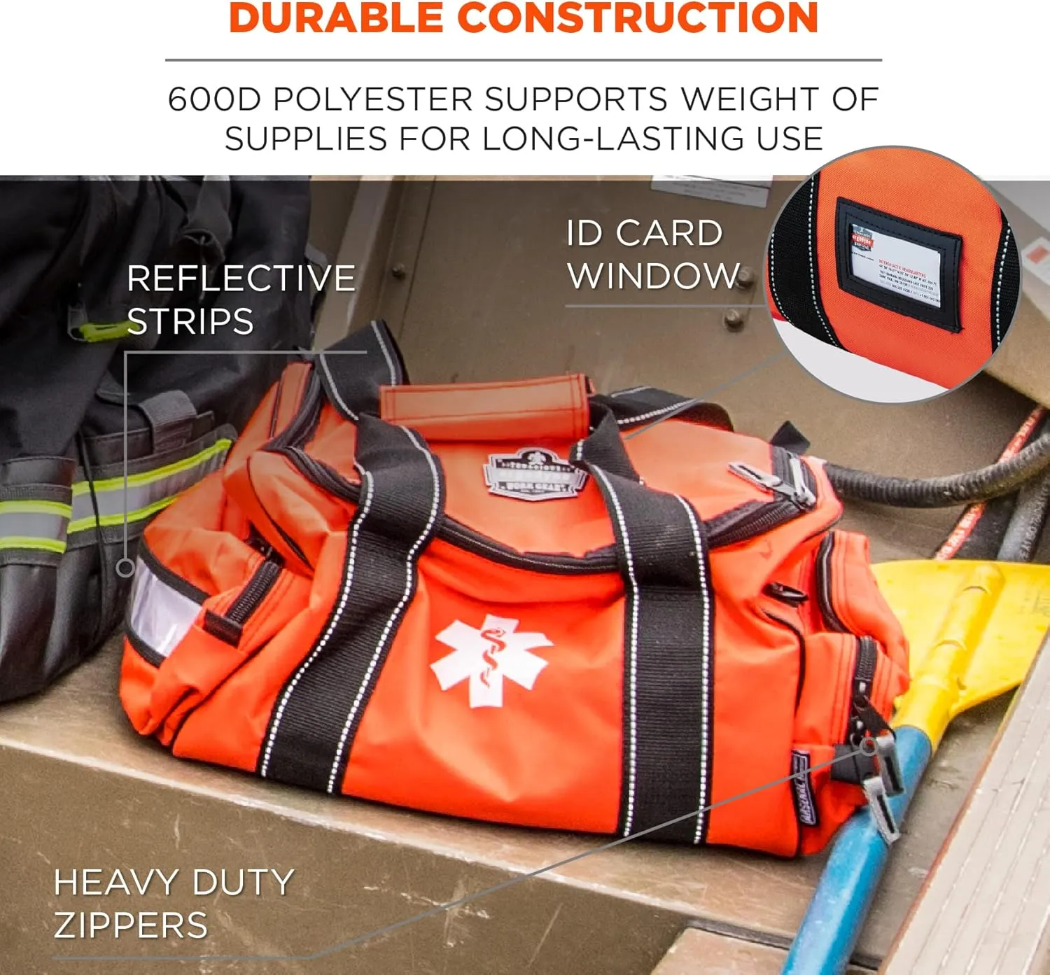 Ergodyne Arsenal 5215 Large Medic First Responder Trauma Duffel Bag with Shoulder Strap, Orange