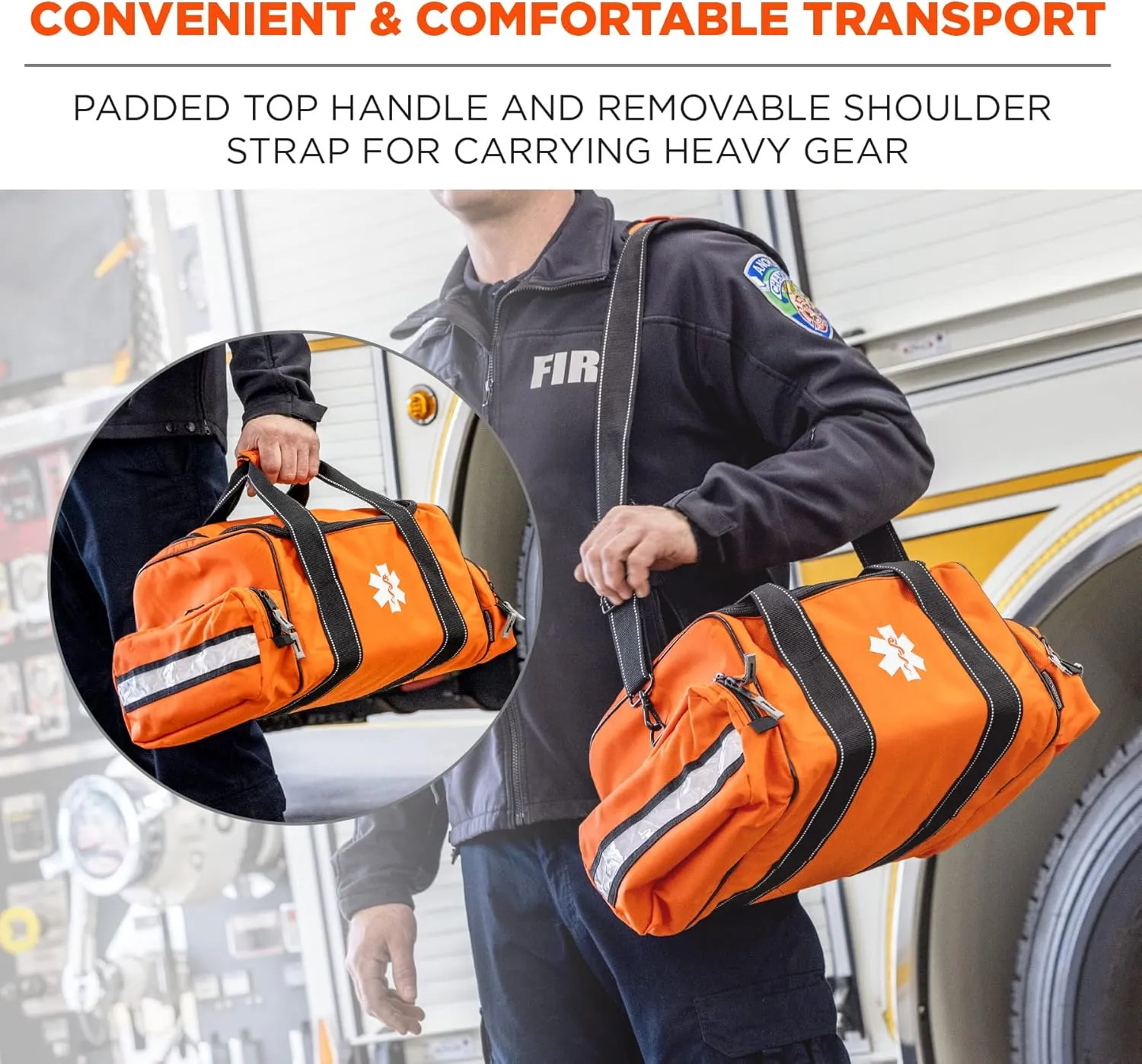 Ergodyne Arsenal 5215 Large Medic First Responder Trauma Duffel Bag with Shoulder Strap, Orange