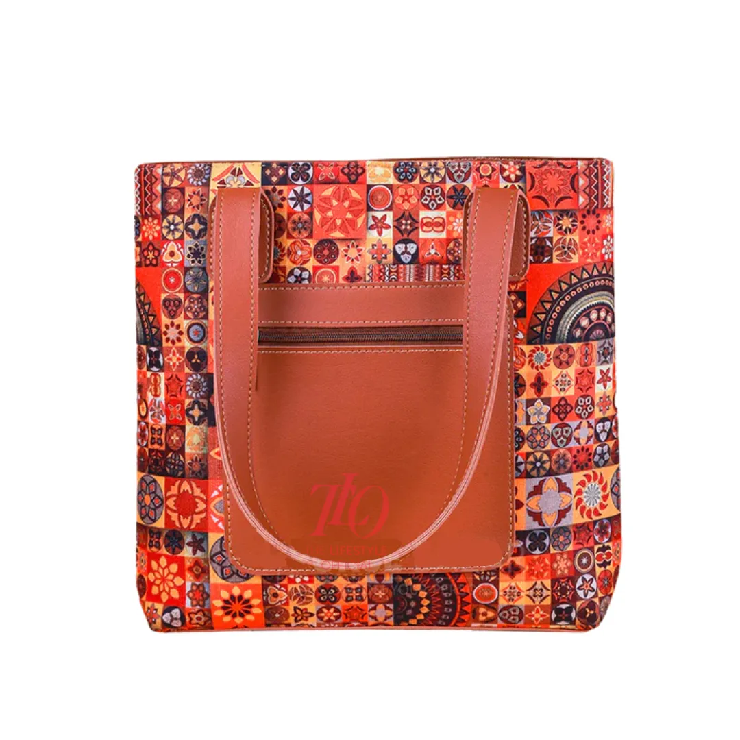 Ethnic Print Brown Shoulder Bag