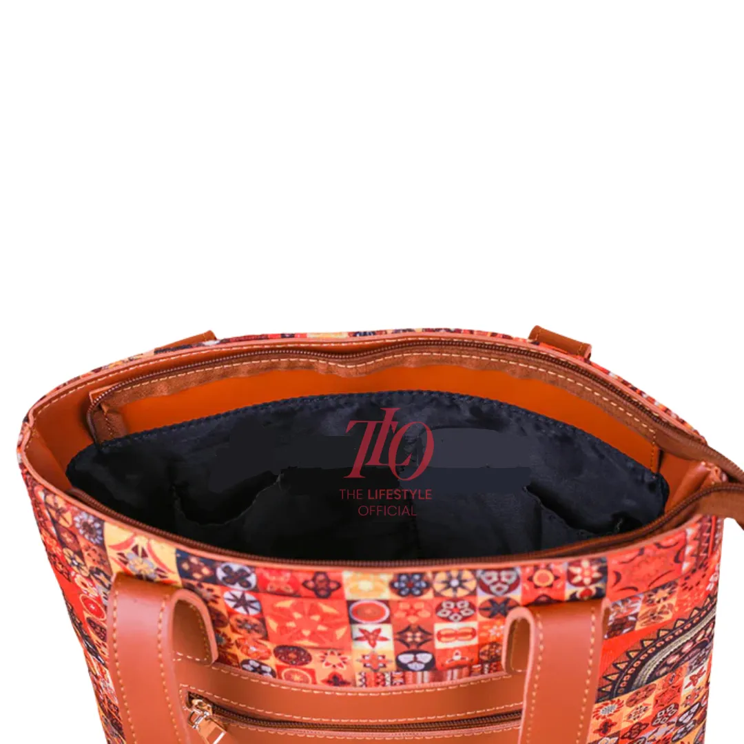 Ethnic Print Brown Shoulder Bag