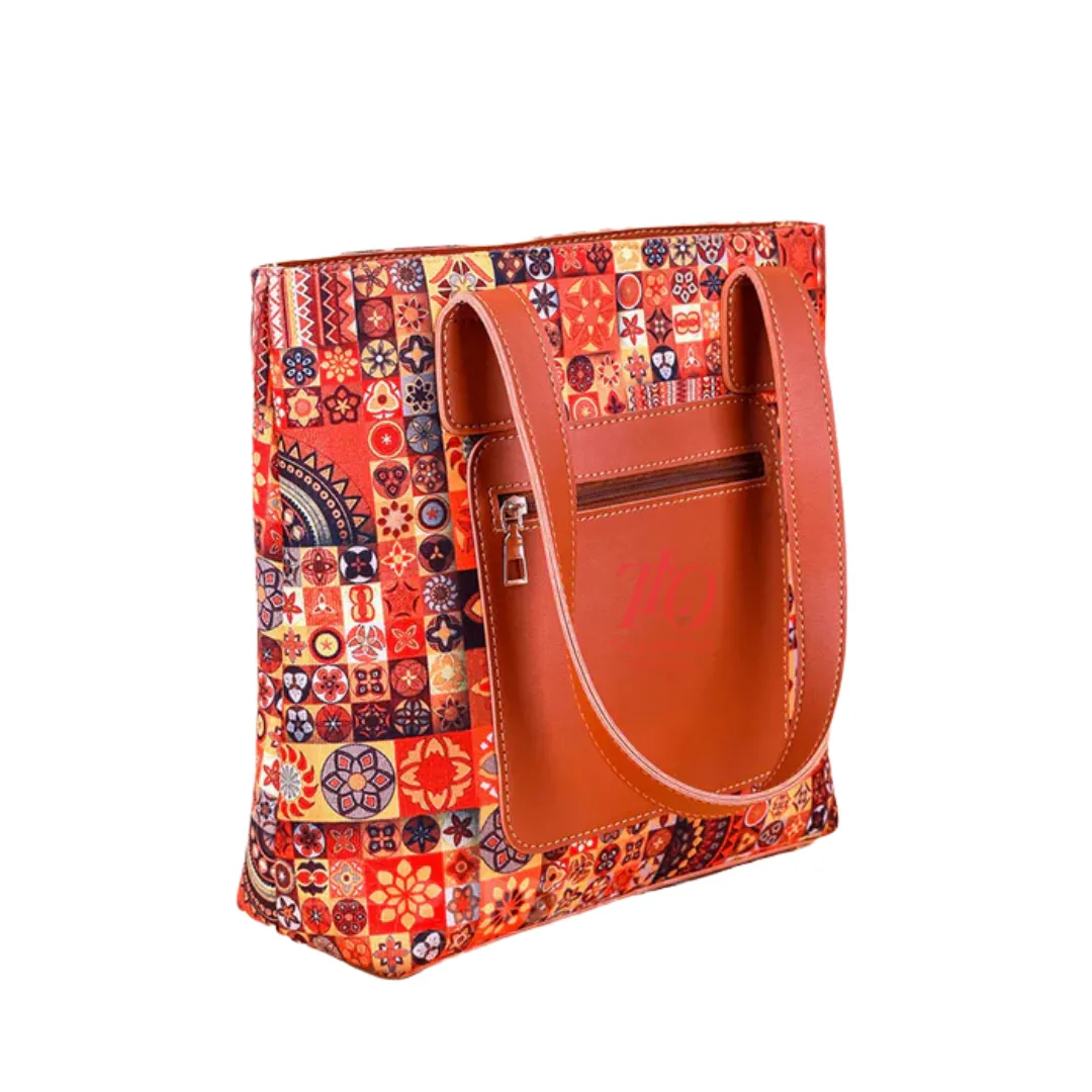 Ethnic Print Brown Shoulder Bag