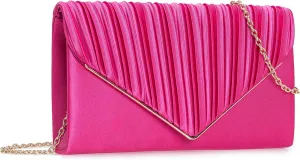 Evening Bag Elegant Women Party Handbag Pleated Satin Clutch for Wedding/Prom/Formal Events