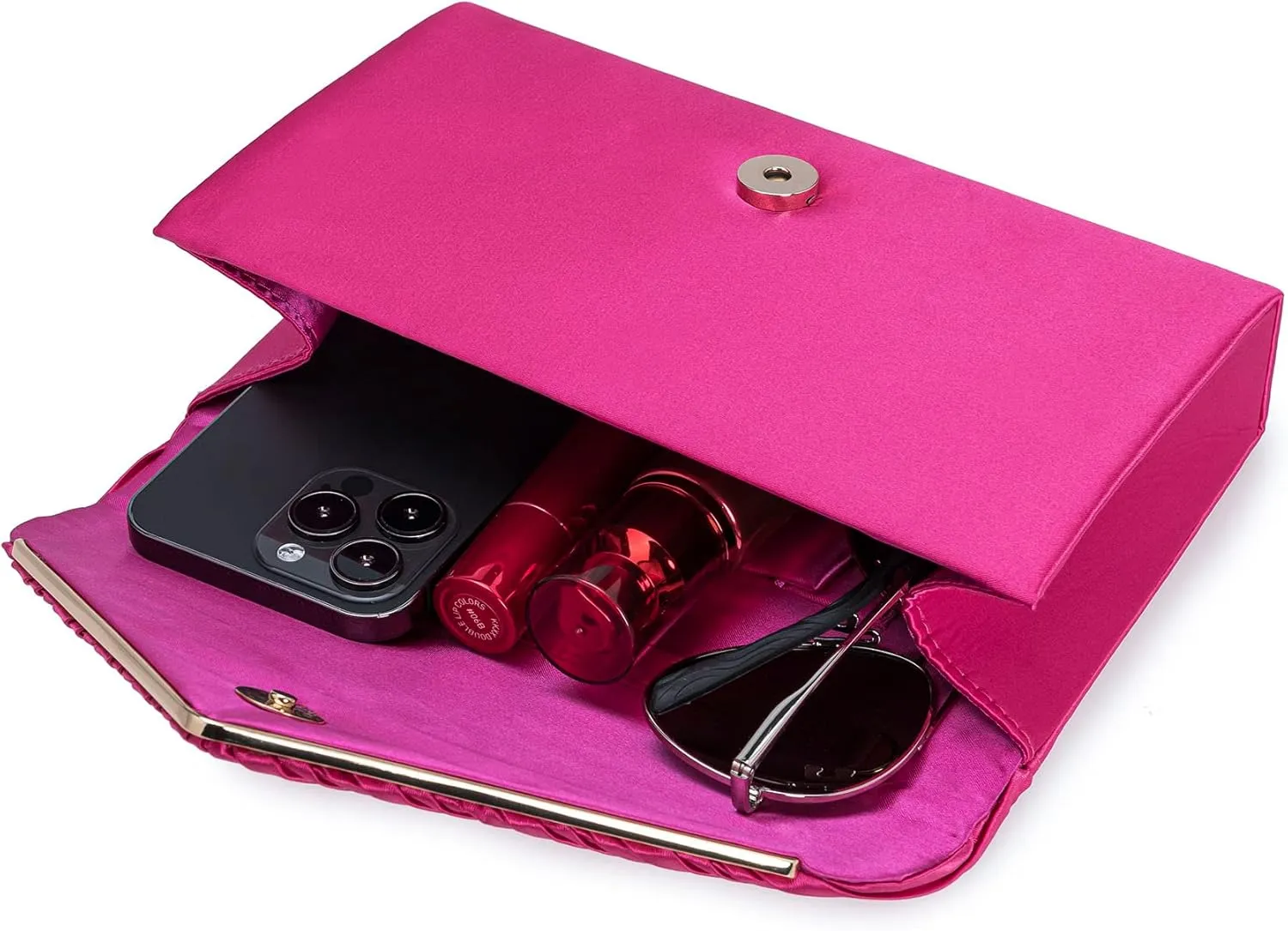 Evening Bag Elegant Women Party Handbag Pleated Satin Clutch for Wedding/Prom/Formal Events