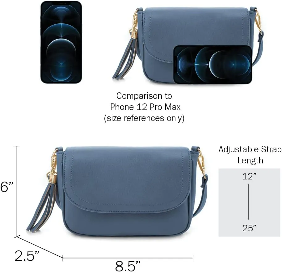 EVVE Small Crossbody Bags for Women Trendy Flap Saddle Purses with Tassel Vegan leather Shoulder bag