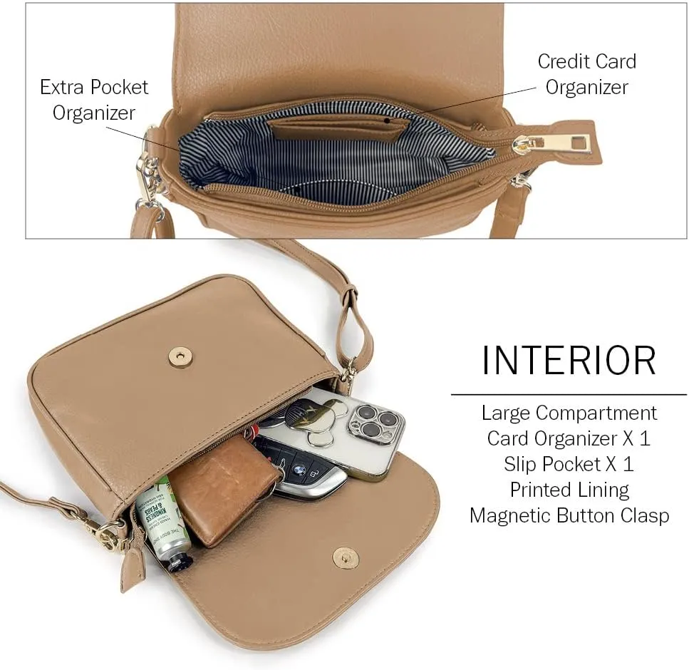 EVVE Small Crossbody Bags for Women Trendy Flap Saddle Purses with Tassel Vegan leather Shoulder bag