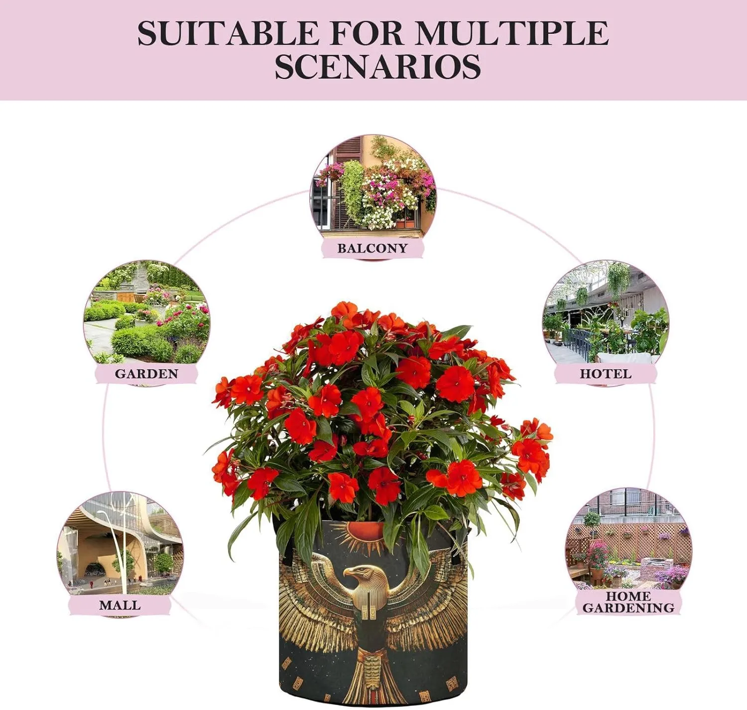 Fabric Plant Grow Bags-Egypt Bird, 7 Gallon Cloth Planting Pouch Flower Pot Thickened for Garden Vegetable Flower Planting