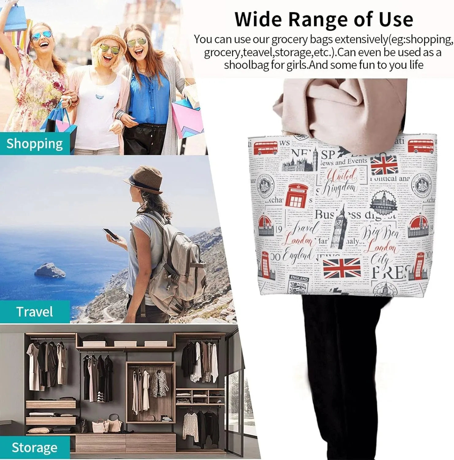 Famame Canvas Tote Bag Large Women Casual Shoulder Bag Handbag Reusable Multipurpose Shopping Grocery Bag For Outdoors…