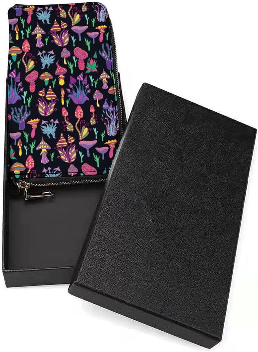 Fantastic Mushrooms Rainbow Women's Leather Long Large Capacity Wallet Clutch Wallet with Hand Strap, 20x10.5cm, style-1-6