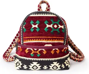Fashion Backpack Purse for Women, Vintage Boho-Hippie Shoulder Daypack, Small Casual Bag, Ethnic Turkish Pattern Embroidered Chenille Woven Backpacks, Stylish Design Cute Travel Bags