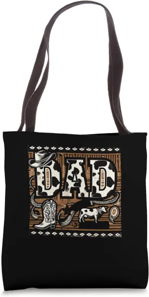 Father's Day Cow Print Pattern Farmer Rancher Daddy Tote Bag