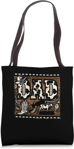 Father's Day Cow Print Pattern Farmer Rancher Daddy Tote Bag