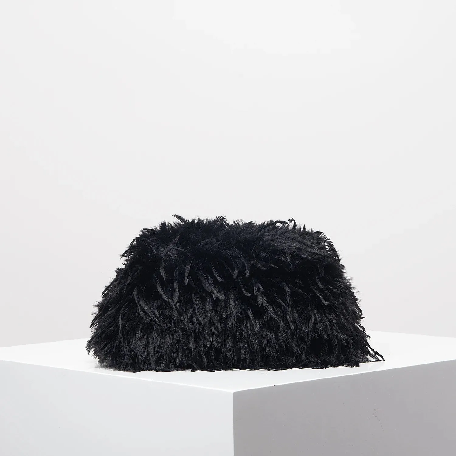 Faux Feather Clutch Bag
