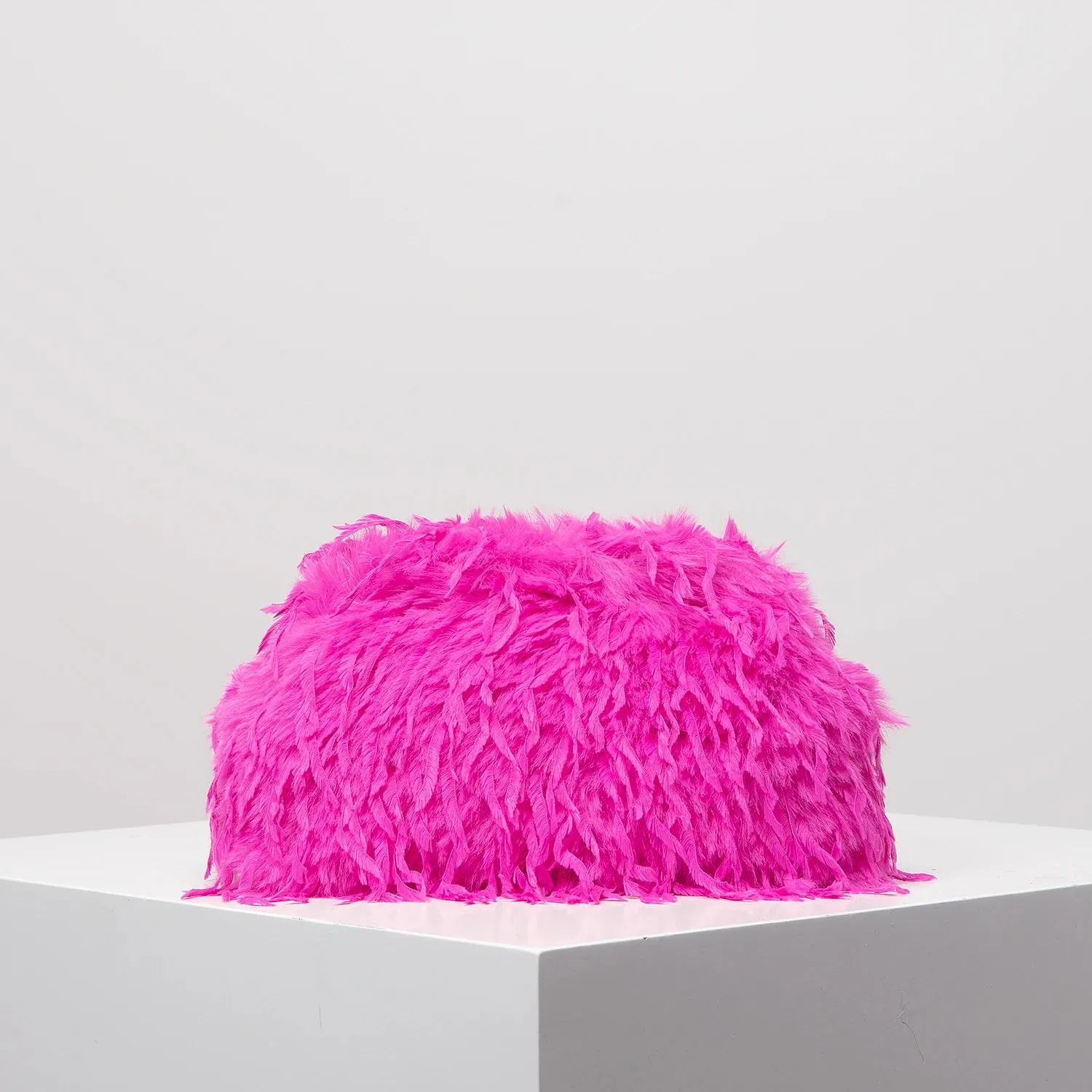 Faux Feather Clutch Bag