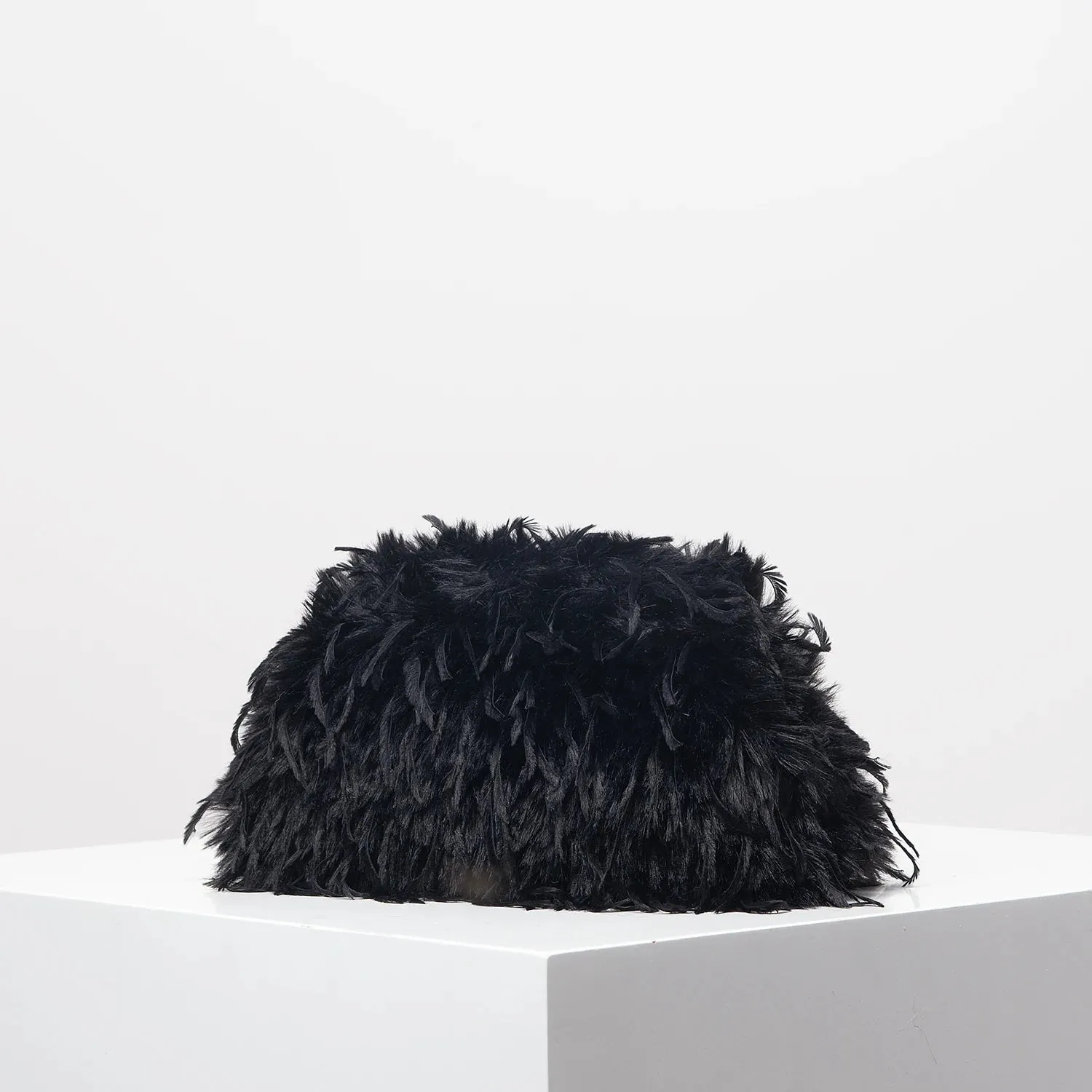 Faux Feather Clutch Bag