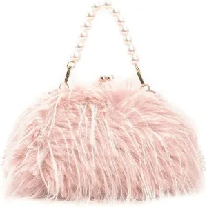 Feather Purse Clutch For Women Ostrich Feather Handbag Shoulder Crossbody Evening Bag