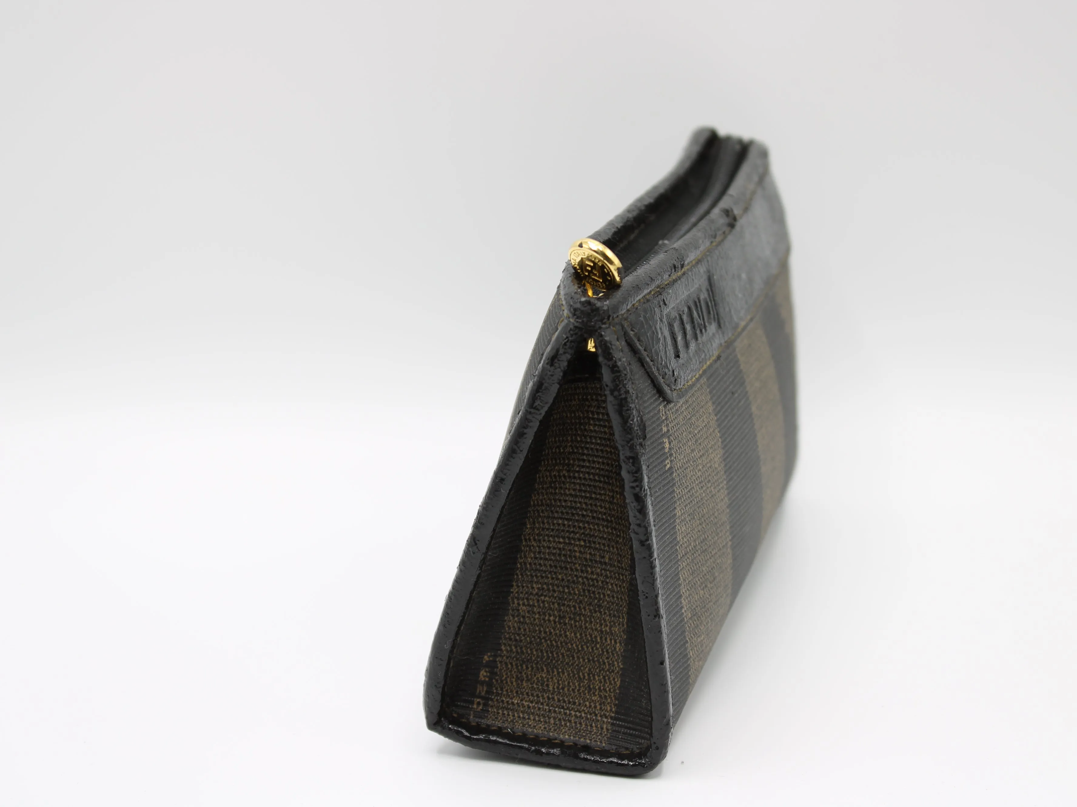 Fendi Clutch Pequin Striped Pattern Cosmetic Pouch Vintage