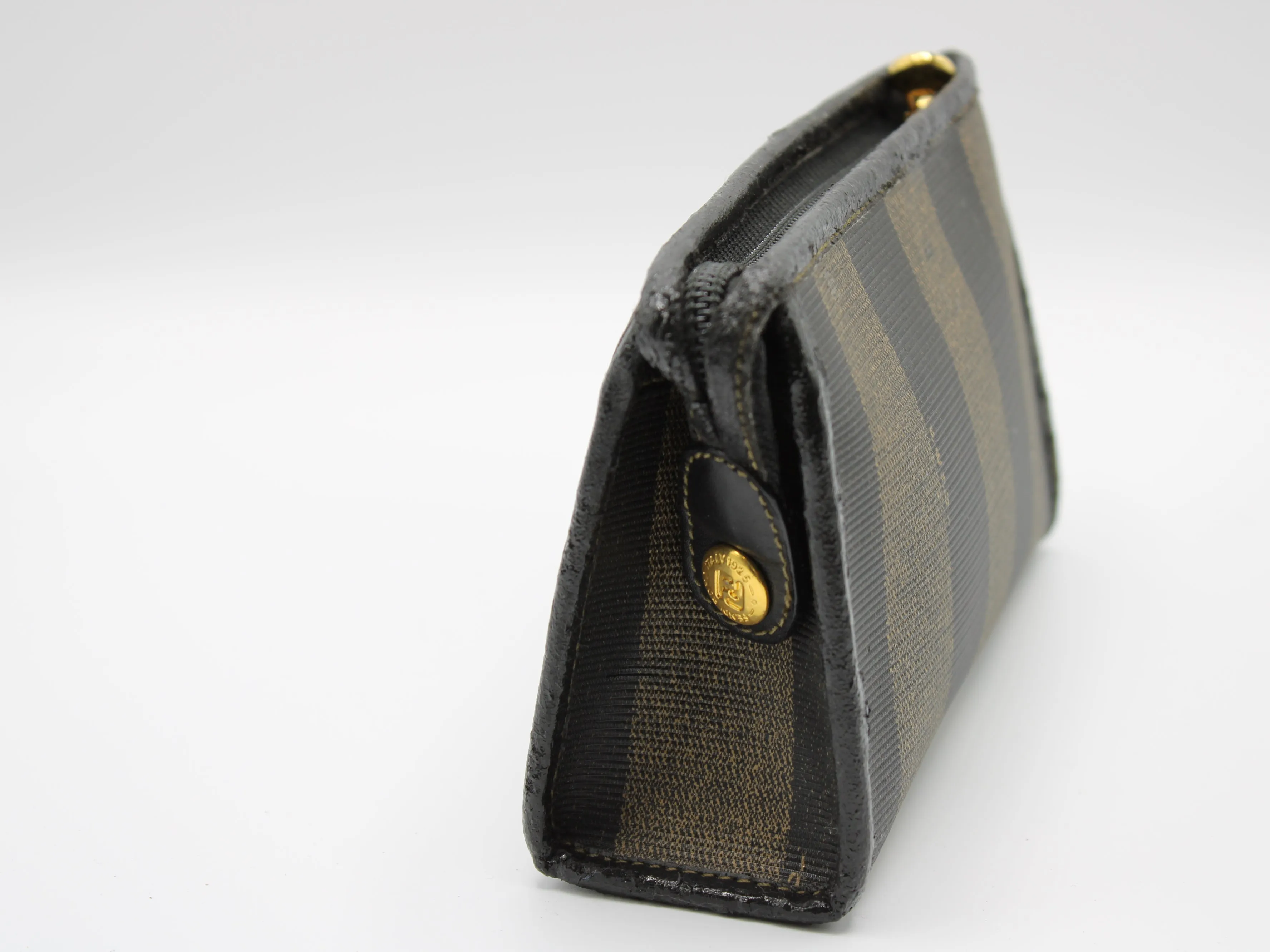 Fendi Clutch Pequin Striped Pattern Cosmetic Pouch Vintage