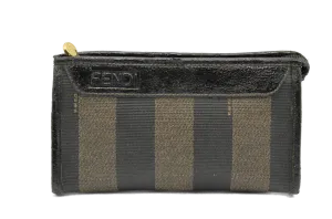 Fendi Clutch Pequin Striped Pattern Cosmetic Pouch Vintage