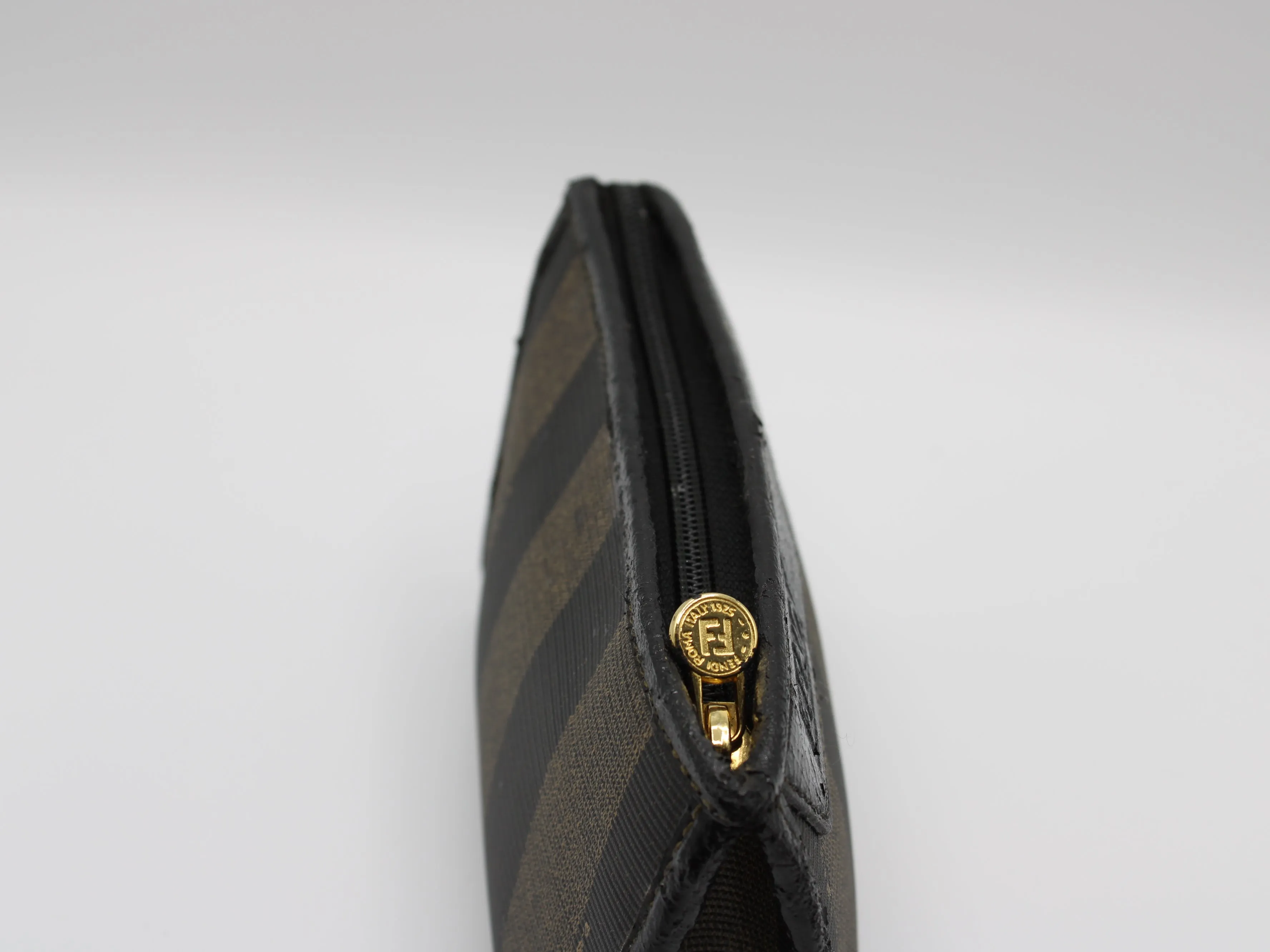 Fendi Clutch Pequin Striped Pattern Cosmetic Pouch Vintage