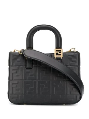 Fendi - small FF tote bag - women - Leather - One Size - Black
