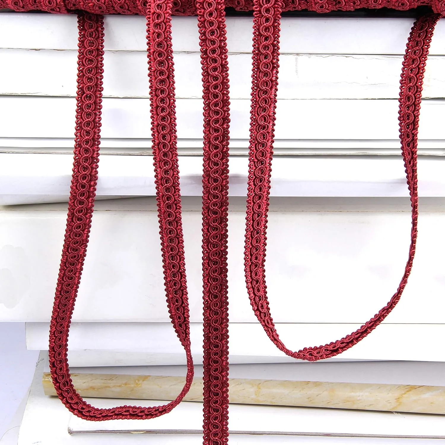 Fenghuangwu 13 Yard Handmade Basic Trim, 1.3 cm/0.51 Inch Diameter Gimp Braid for DIY, Décor-Red