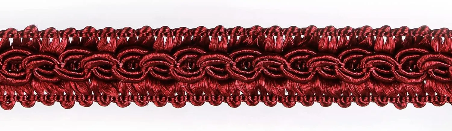 Fenghuangwu 13 Yard Handmade Basic Trim, 1.3 cm/0.51 Inch Diameter Gimp Braid for DIY, Décor-Red