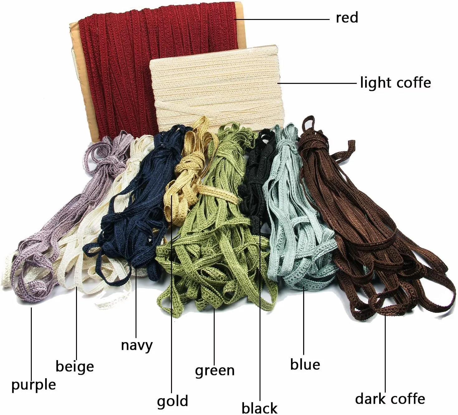 Fenghuangwu 13 Yard Handmade Basic Trim, 1.3 cm/0.51 Inch Diameter Gimp Braid for DIY, Décor-Red