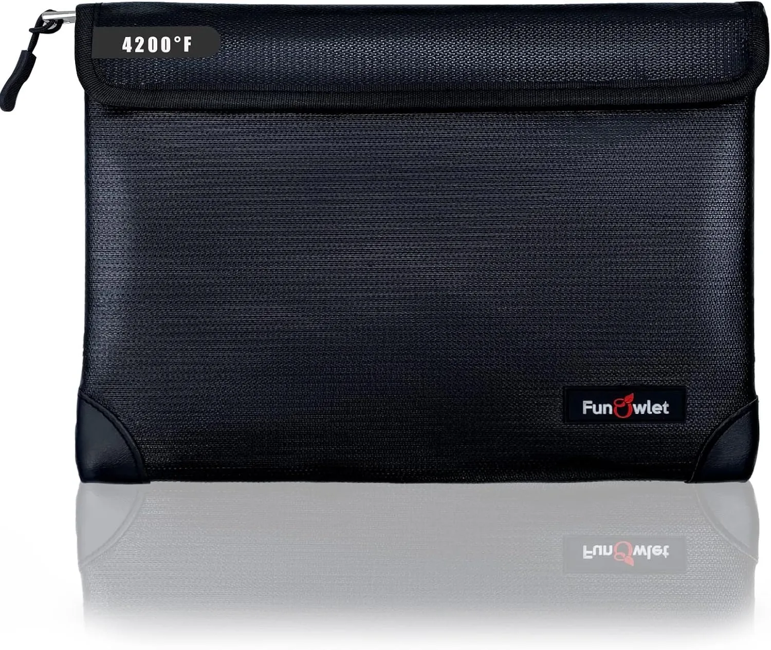 Fireproof Waterproof Money Document Bag - with 4200°F Heat Insulated Safe Storage Pouch with Zipper, Upgraded 8 Layers of Functional Material for Valuables (11"x7.7" Black)