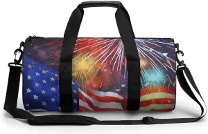 Firework Memorial Day July of 4th Print Gym Sport Bag Travel Duffel Bags Weekender Carry on Tote Bags for Women Men