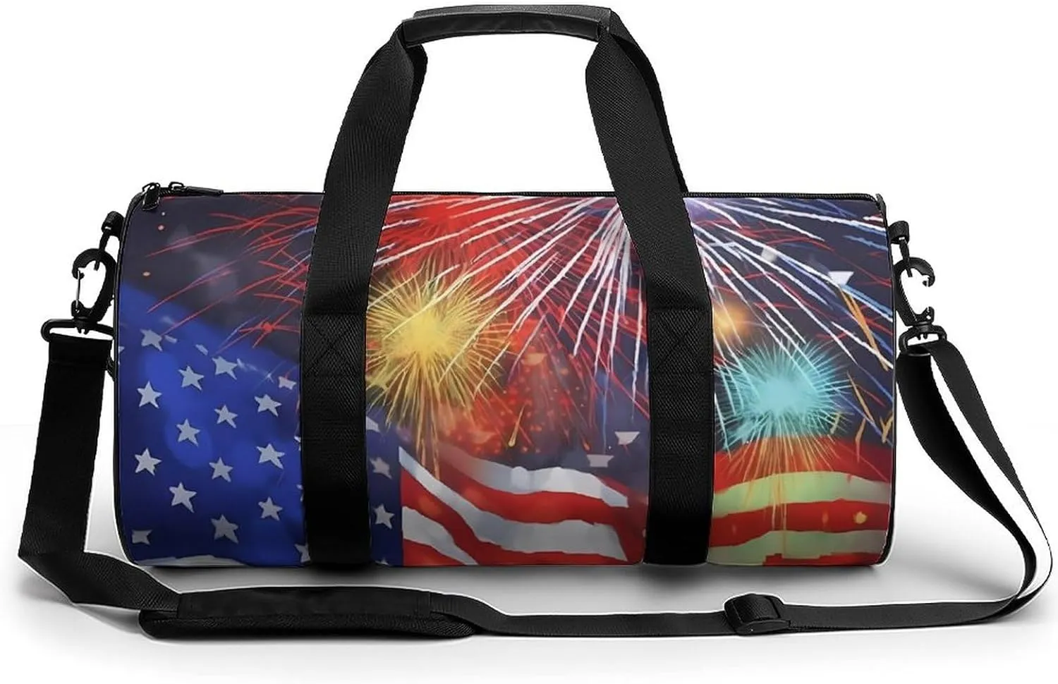 Firework Memorial Day July of 4th Print Gym Sport Bag Travel Duffel Bags Weekender Carry on Tote Bags for Women Men