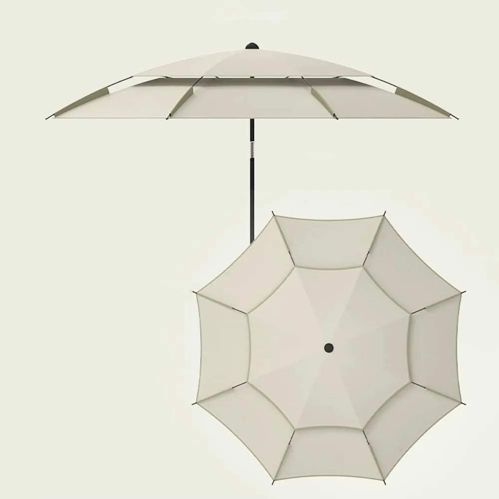 Fishing Umbrella Double-Layer Patio Umbrella, 16 Rib Tilt Beach Umbrella With Carry Bag, 7.2ft 7.8ft 8.5ft Windproof Outdoor Parasols Garden Parasol