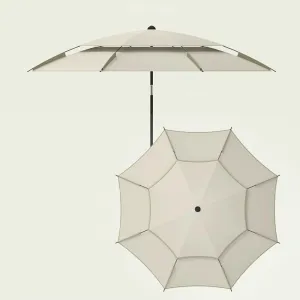 Fishing Umbrella Double-Layer Patio Umbrella, 16 Rib Tilt Beach Umbrella With Carry Bag, 7.2ft 7.8ft 8.5ft Windproof Outdoor Parasols Garden Parasol
