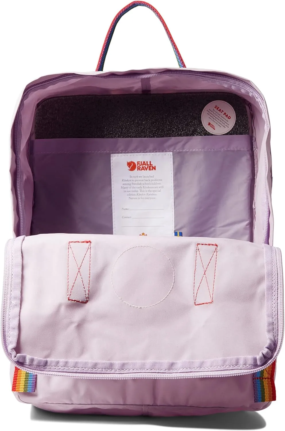 Fjällräven Kånken Rainbow Backpack for Men, and Women - Durable Fabric with Adjustable Shoulder Straps, and Lightweight Backpack Pastel Lavender/Rainbow One Size One Size
