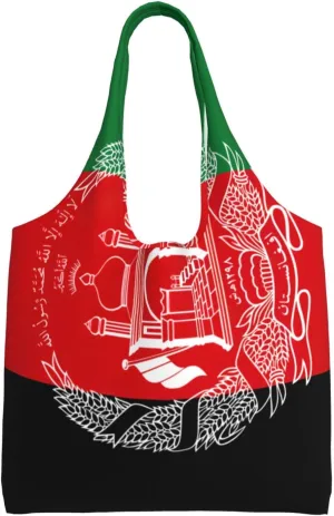 Flag of Afghanistan print Women Shoulder Canvas Tote Handbag Work Bag for Women Lady Casual Tote's Handbag