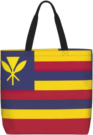 Flag Of The Kingdom Of Hawaii Print Women Reuseable Handbag, Grocery Bag Foldable For Shopping Travel Activity