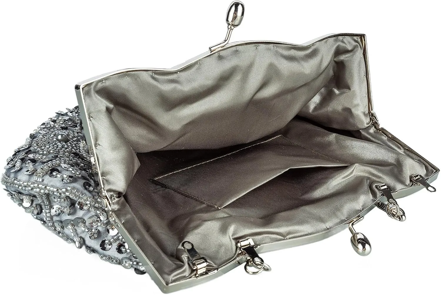 Floral Designer Evening Bag Beaded Sequin Design Vintage Kissing Lock Satin Clutch Purse Bag Wedding Party Clutch