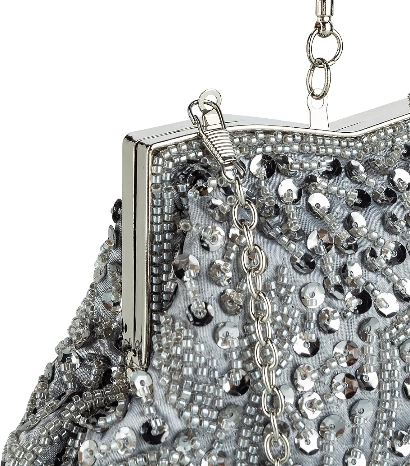 Floral Designer Evening Bag Beaded Sequin Design Vintage Kissing Lock Satin Clutch Purse Bag Wedding Party Clutch