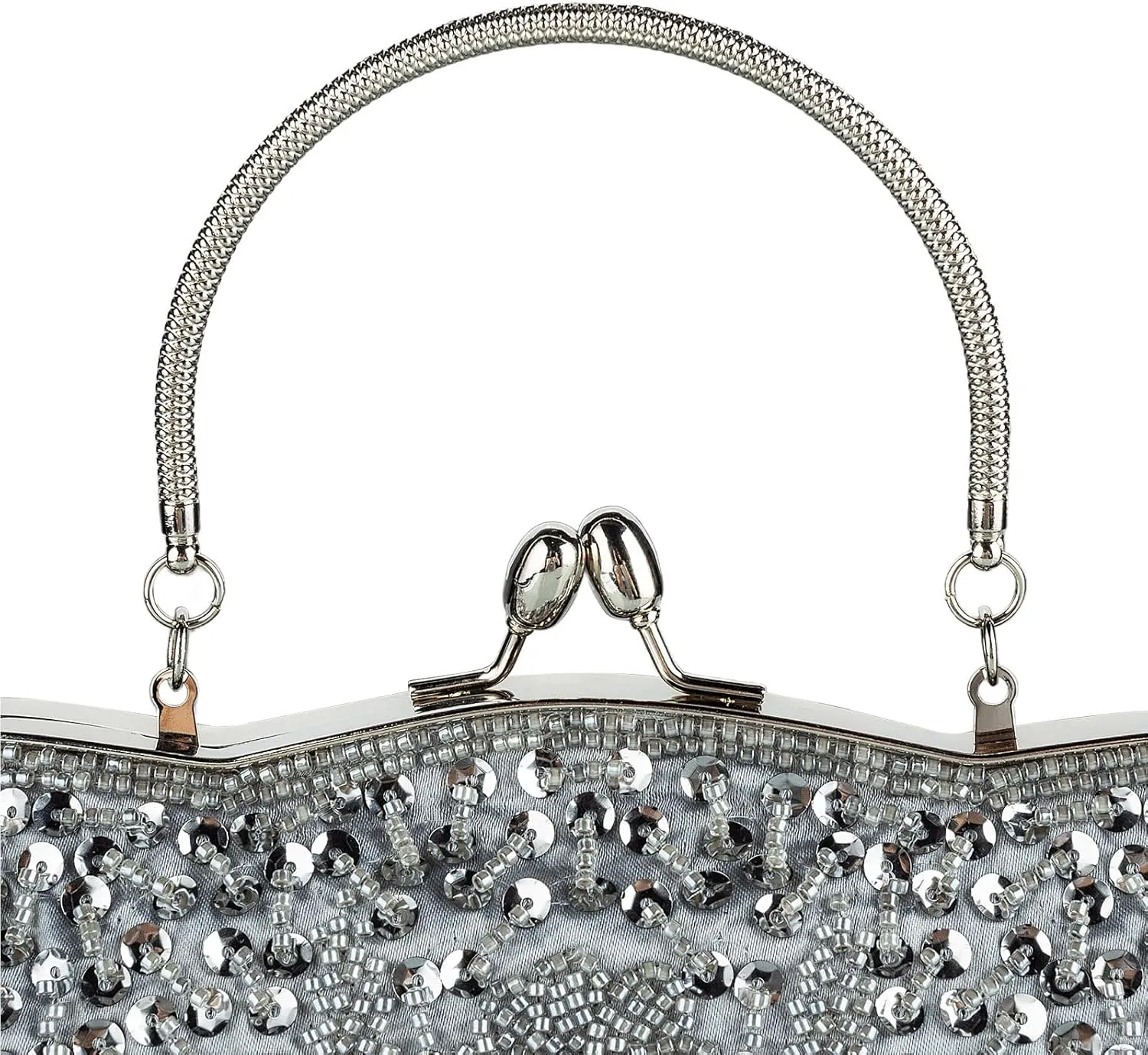 Floral Designer Evening Bag Beaded Sequin Design Vintage Kissing Lock Satin Clutch Purse Bag Wedding Party Clutch