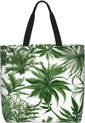 Flowering Herbs and Herbaceous Plants Print Tote Bag,Multi-functional Reusable,Lightweight Crossbody,Work,Travel,Everyday Use